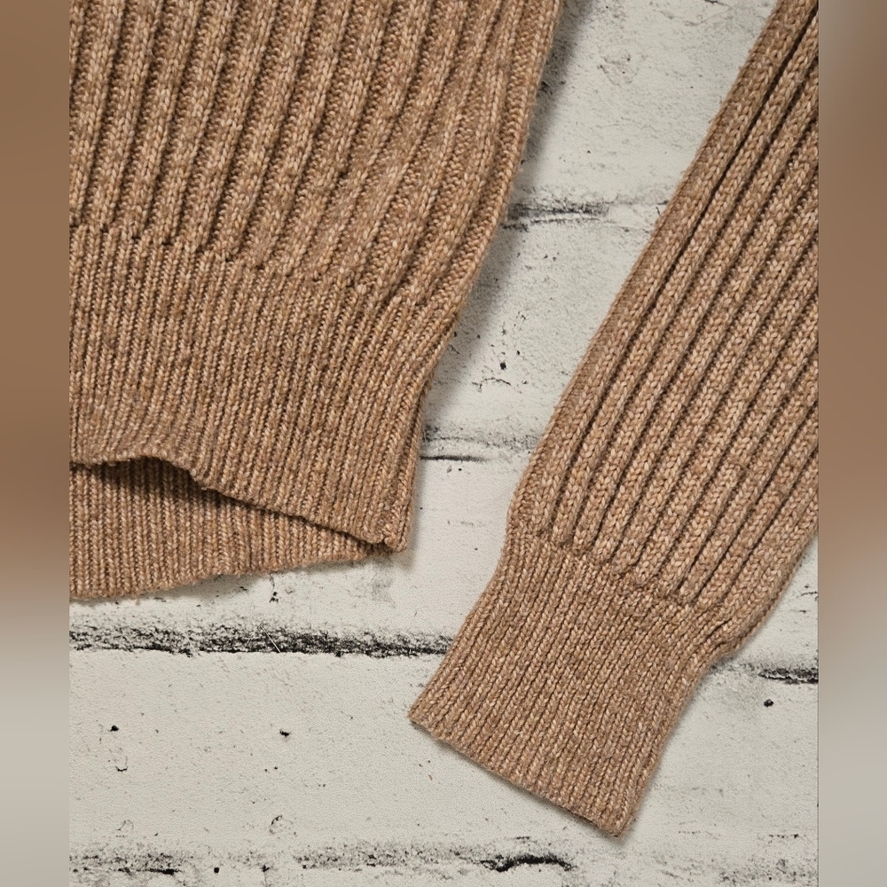 William Rast Ribbed Collared Cropped Sweater Tan Size Small - Picture 6 of 10